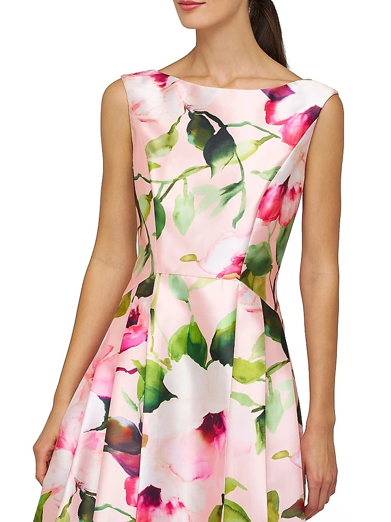 Kristen Floral Pleated Midi-Dress