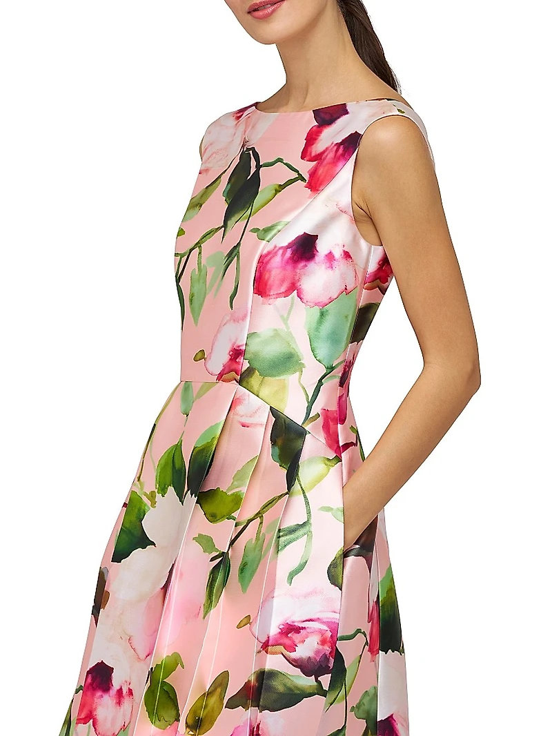 Kristen Floral Pleated Midi-Dress