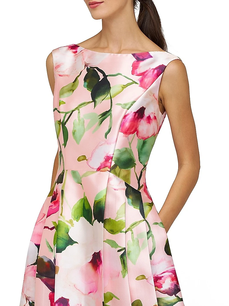 Kristen Floral Pleated Midi-Dress