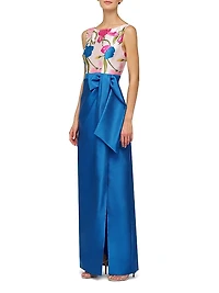 Tabitha Bateau Neck Jacquard Gown