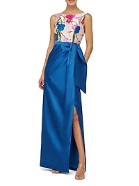 Tabitha Bateau Neck Jacquard Gown