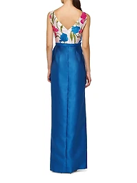 Tabitha Bateau Neck Jacquard Gown
