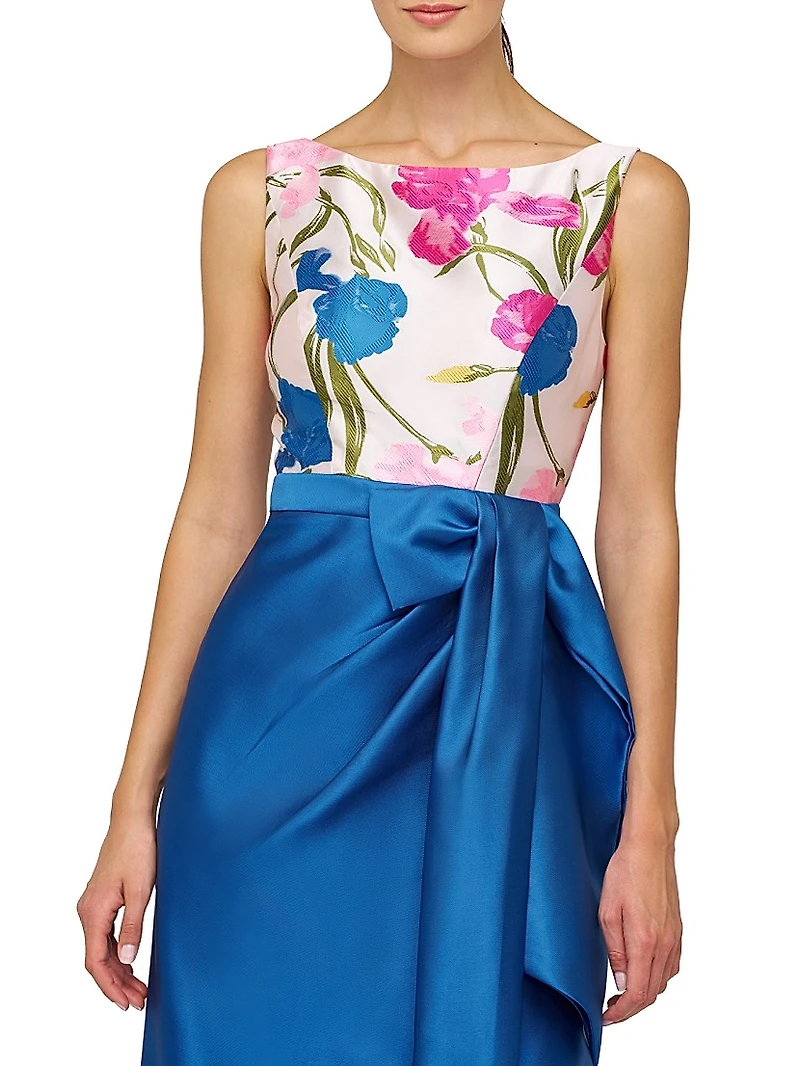 Tabitha Bateau Neck Jacquard Gown