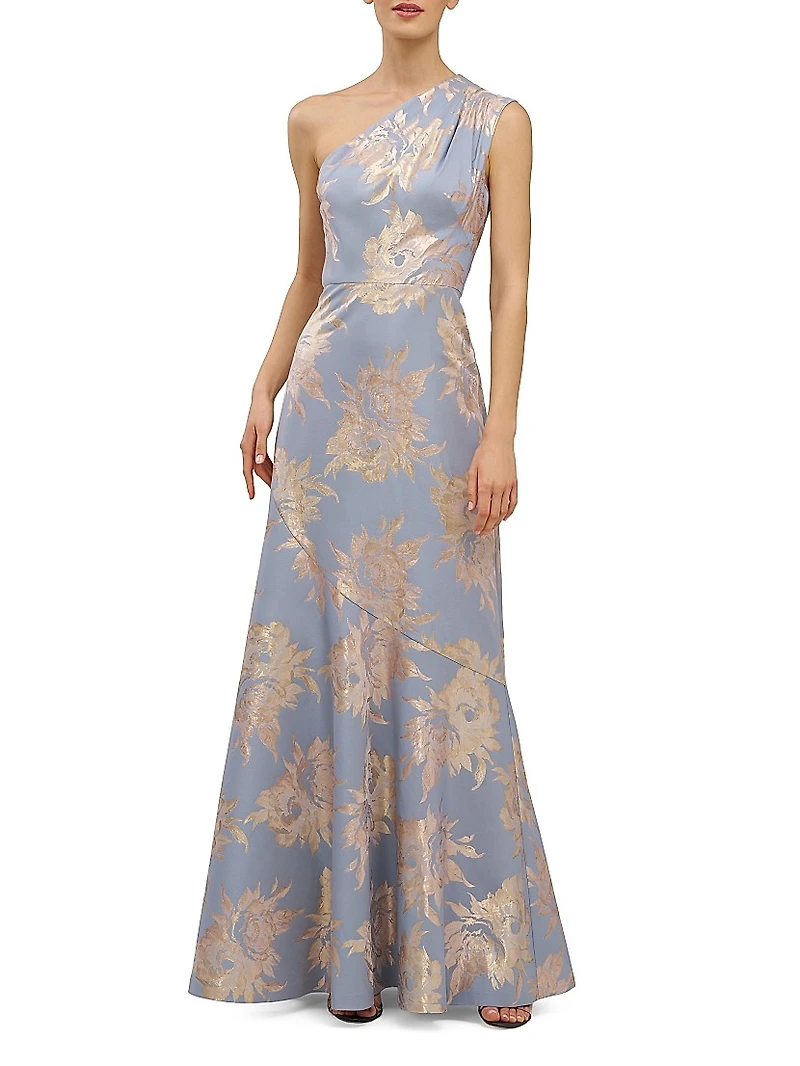 Gianella One-Shoulder Jacquard Gown