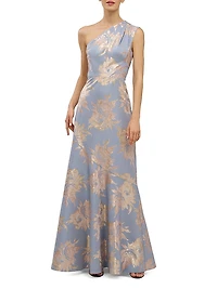 Gianella One-Shoulder Jacquard Gown