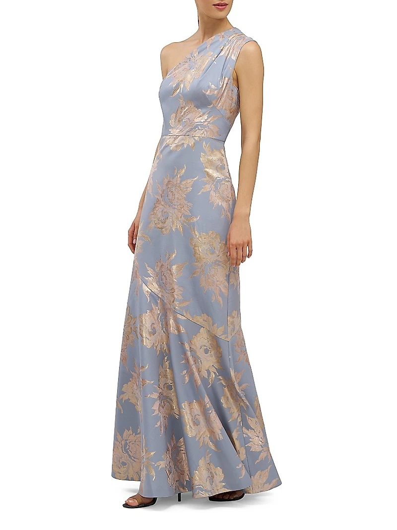 Gianella One-Shoulder Jacquard Gown
