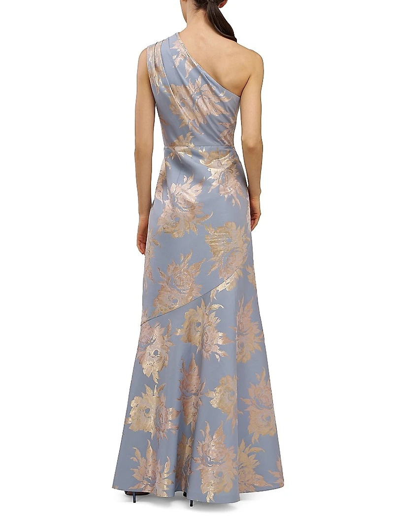 Gianella One-Shoulder Jacquard Gown