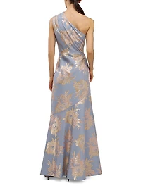 Gianella One-Shoulder Jacquard Gown