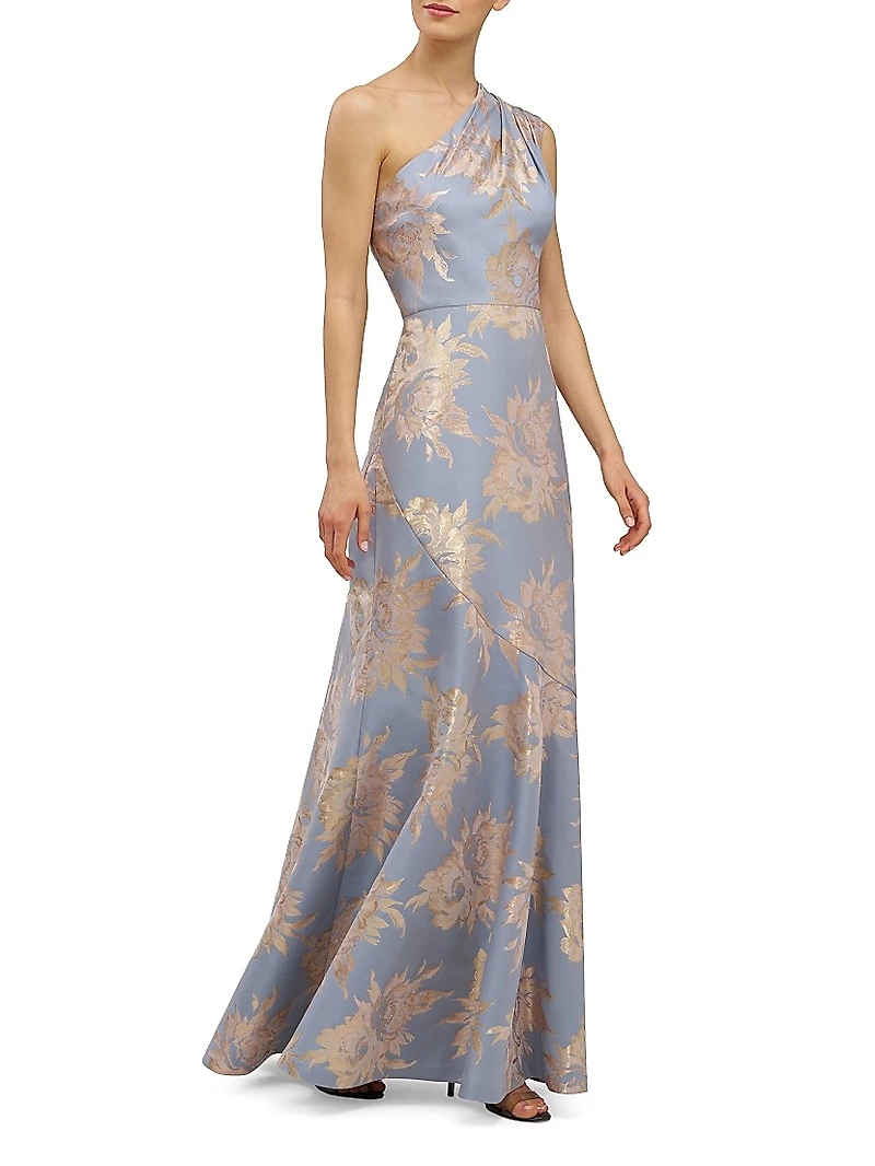 Gianella One-Shoulder Jacquard Gown