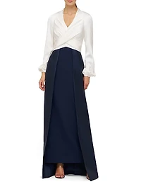 Bianca Faux-Wrap Walk-Thru Gown