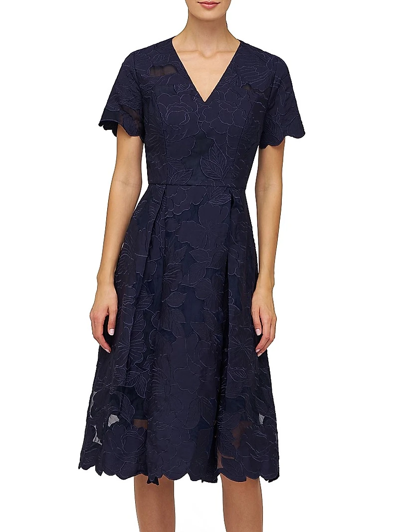 Luna Short-Sleeve Midi-Dress