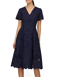 Luna Short-Sleeve Midi-Dress