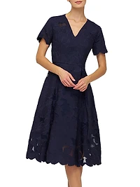 Luna Short-Sleeve Midi-Dress