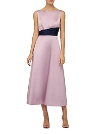 Gemma Satin Tea-Length Dress