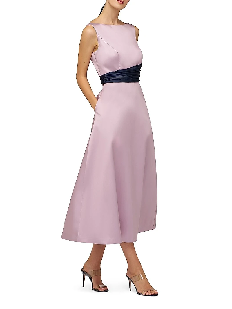 Gemma Satin Tea-Length Dress