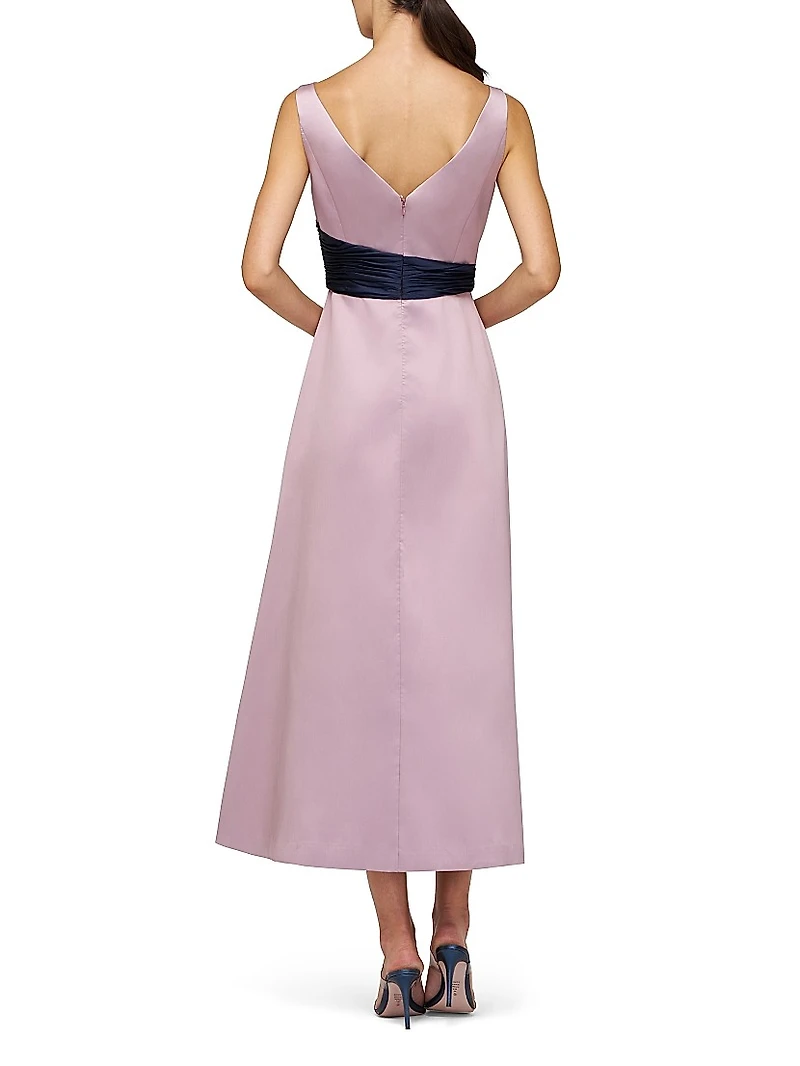 Gemma Satin Tea-Length Dress