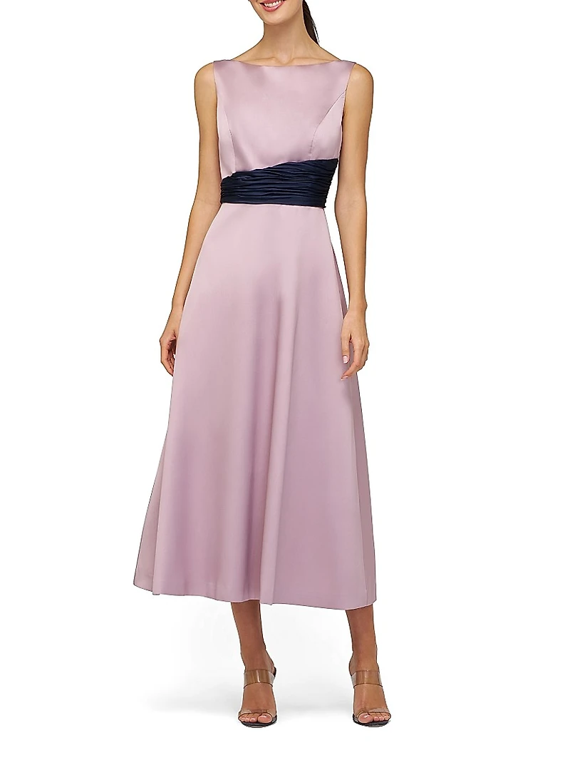 Gemma Satin Tea-Length Dress