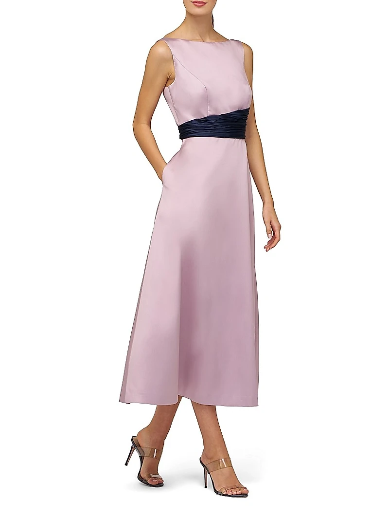 Gemma Satin Tea-Length Dress