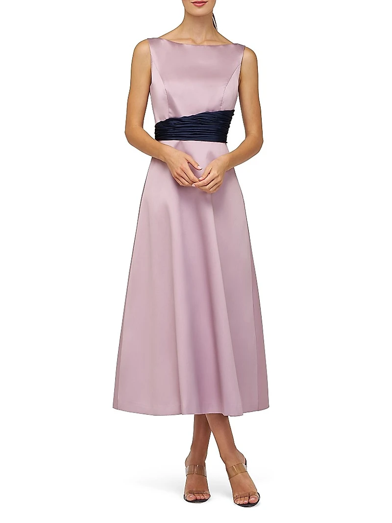 Gemma Satin Tea-Length Dress
