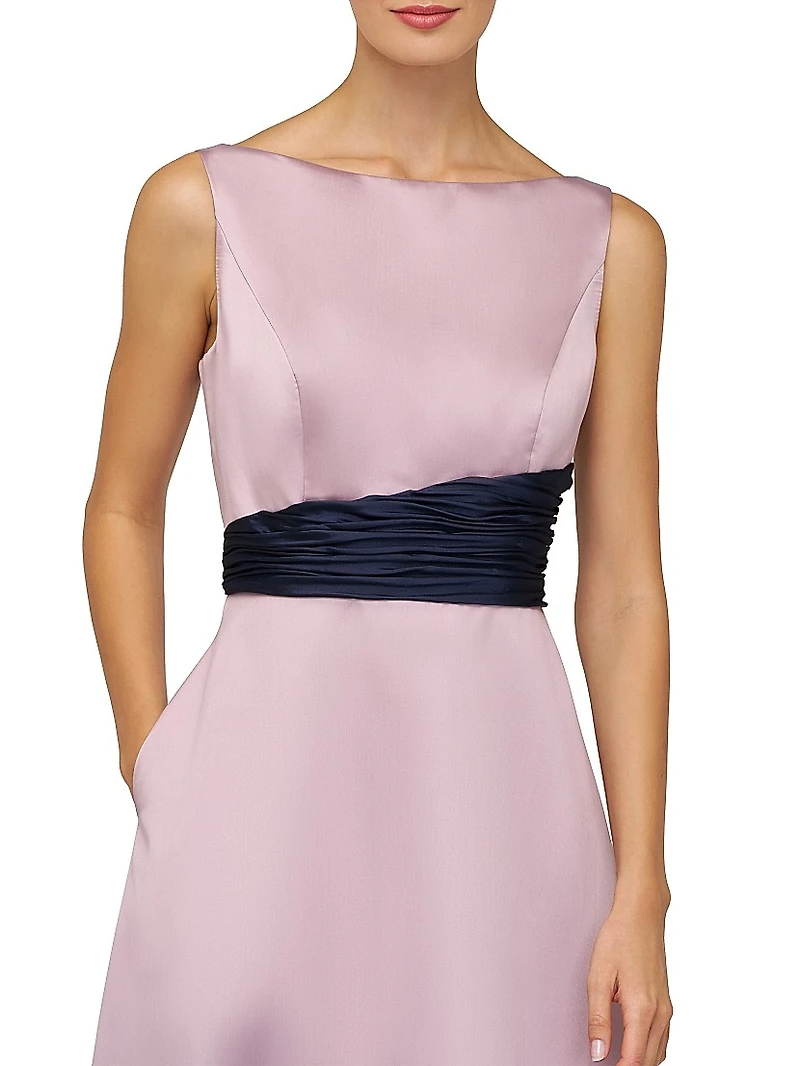 Gemma Satin Tea-Length Dress