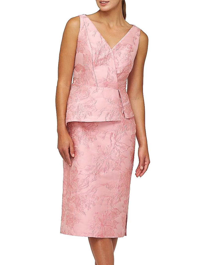 Azalea Floral Jacquard Midi-Dress