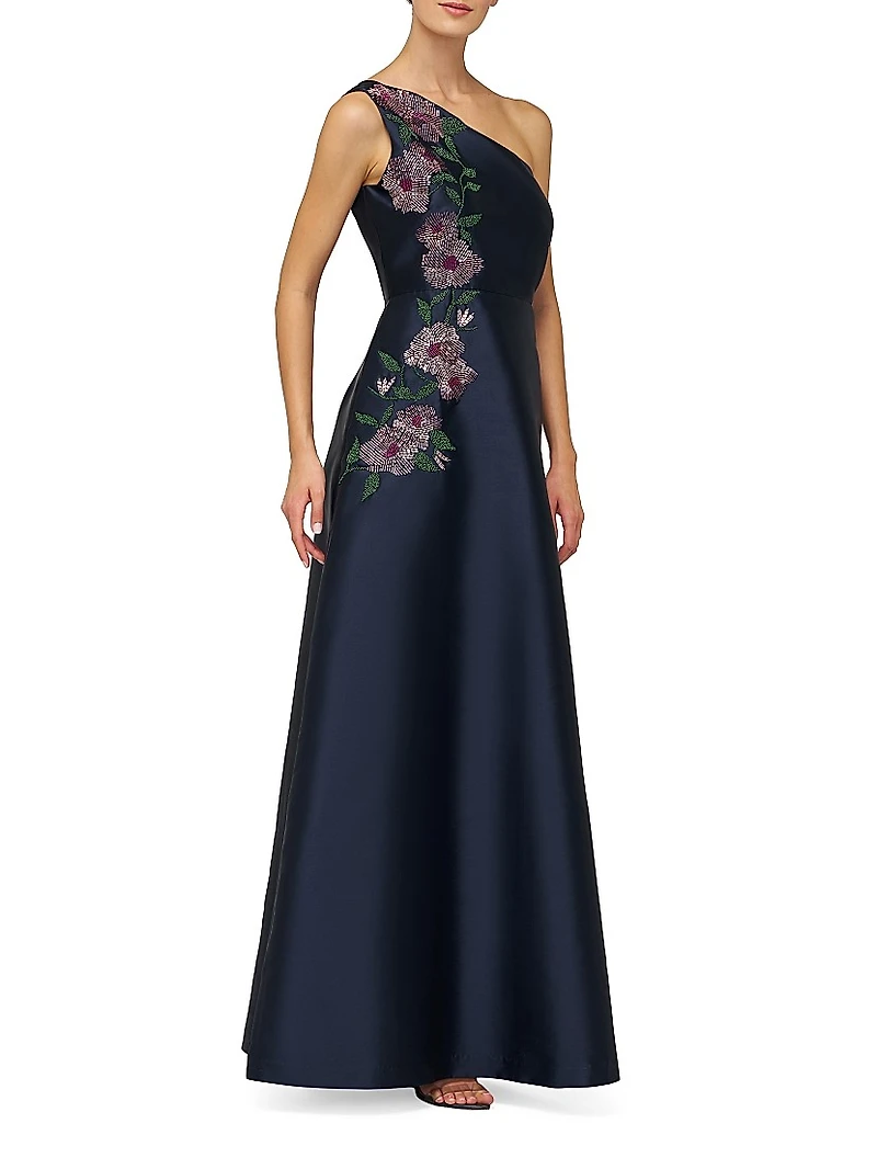 Giada Embellished One-Shoulder A-Line Gown