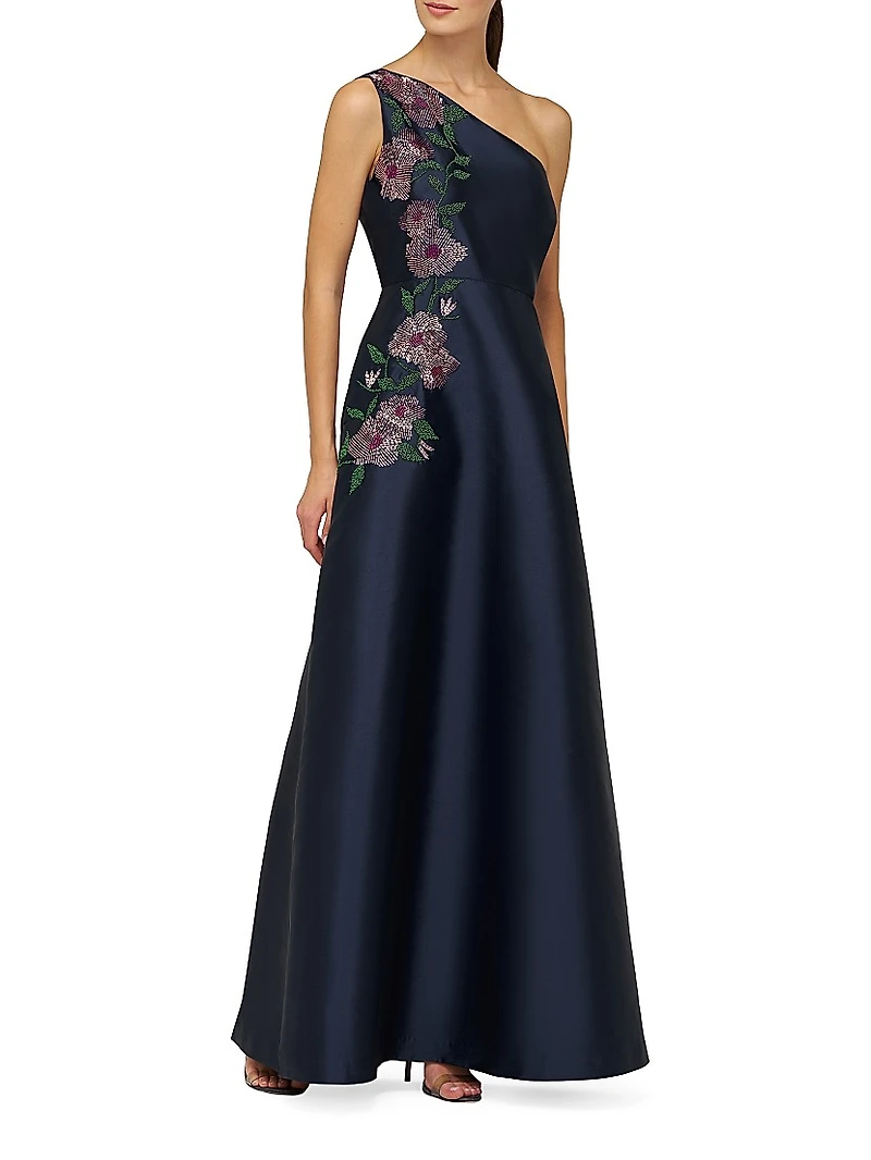 Giada Embellished One-Shoulder A-Line Gown