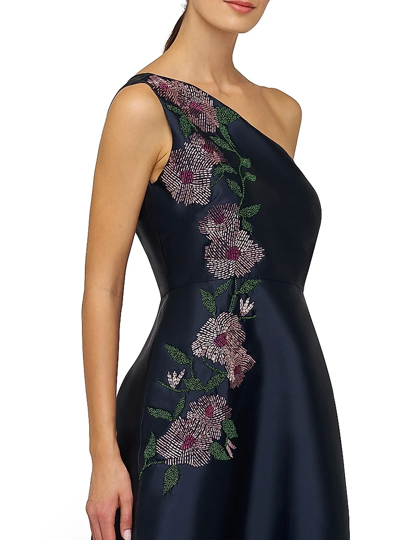 Giada Embellished One-Shoulder A-Line Gown