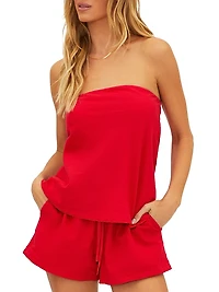 Celeste Cotton-Linen Strapless Top