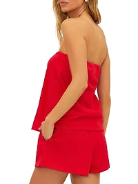 Celeste Cotton-Linen Strapless Top
