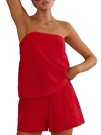 Celeste Cotton-Linen Strapless Top