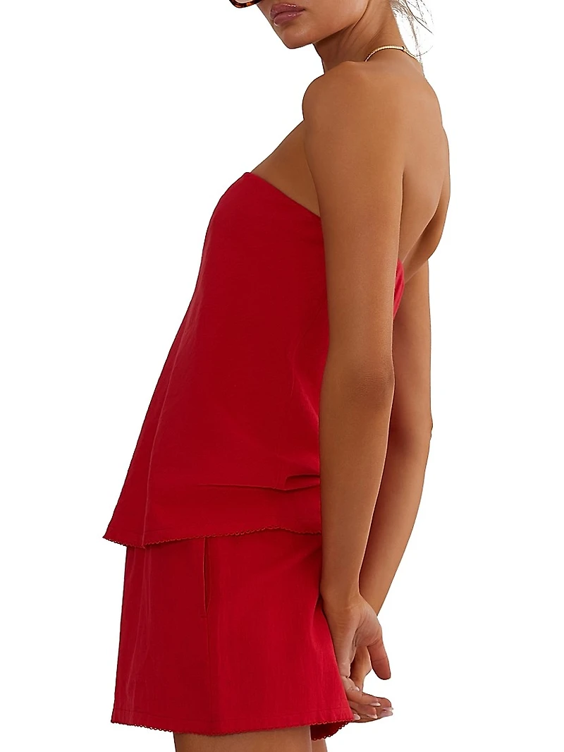 Celeste Cotton-Linen Strapless Top