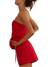 Celeste Cotton-Linen Strapless Top