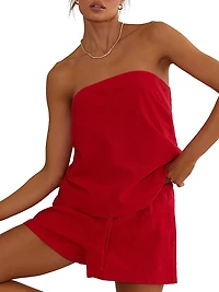 Celeste Cotton-Linen Strapless Top