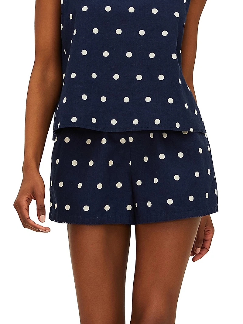 Birkley Polka Dot Cotton-Linen Shorts