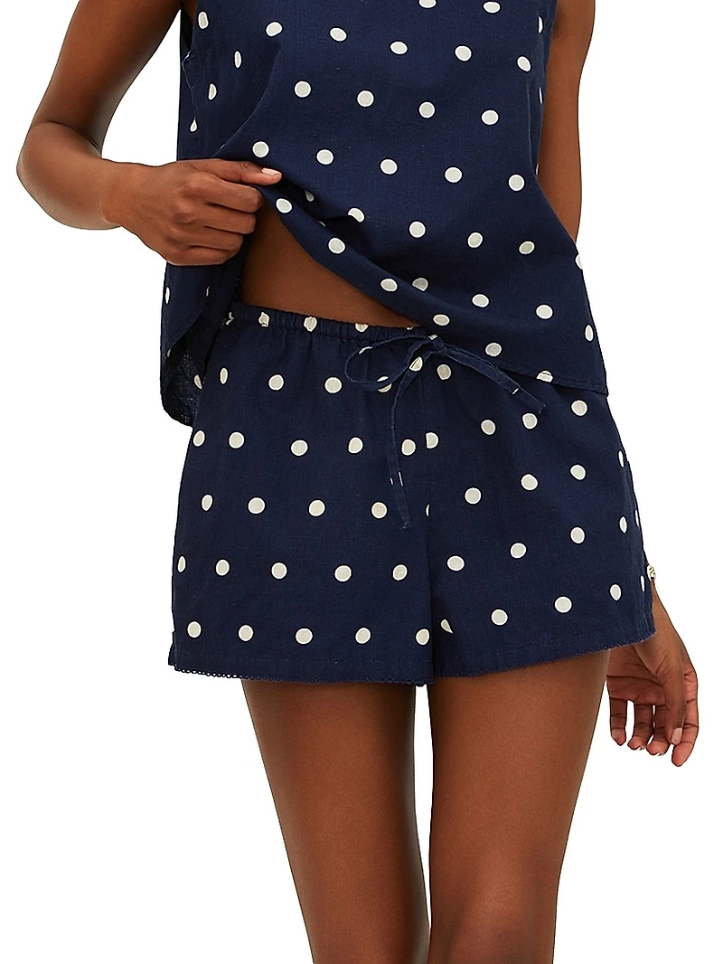 Birkley Polka Dot Cotton-Linen Shorts