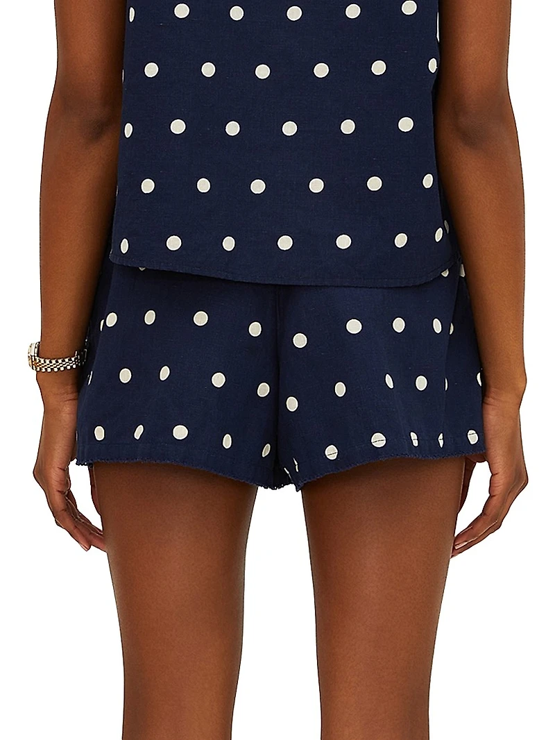 Birkley Polka Dot Cotton-Linen Shorts