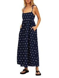 Valory Cotton-Linen Polka Dot Maxi Dress