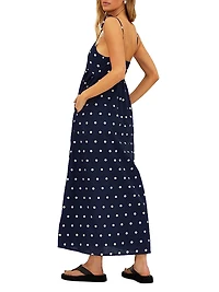 Valory Cotton-Linen Polka Dot Maxi Dress