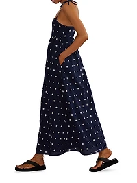 Valory Cotton-Linen Polka Dot Maxi Dress