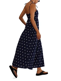 Valory Cotton-Linen Polka Dot Maxi Dress