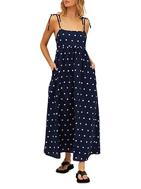 Valory Cotton-Linen Polka Dot Maxi Dress