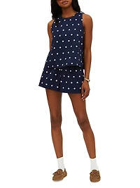 Dollie Polka Dot Cotton-Linen Sleeveless Top