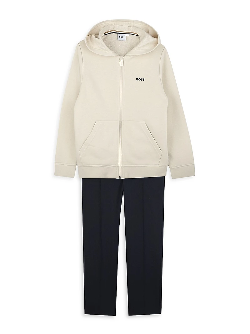 Little Boy's & Logo Zip-Up Hoodie