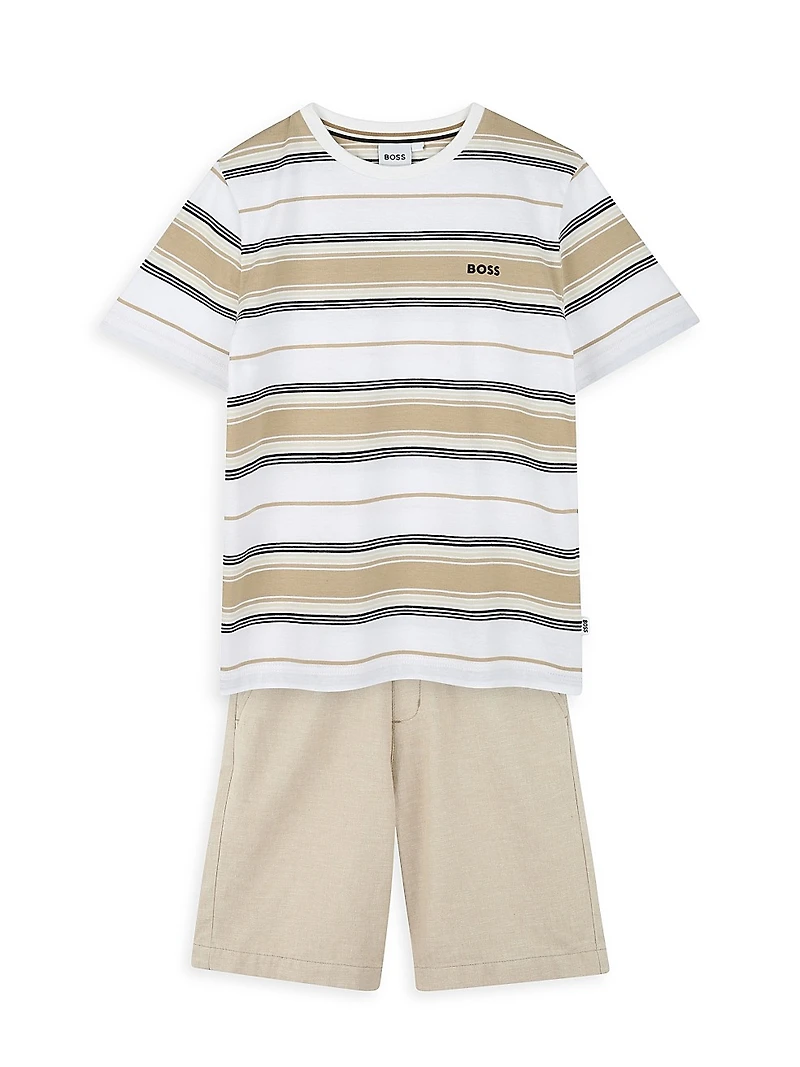 Little Boy's Logo Striped T-Shirt