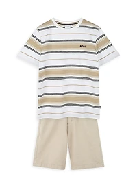 Little Boy's Logo Striped T-Shirt