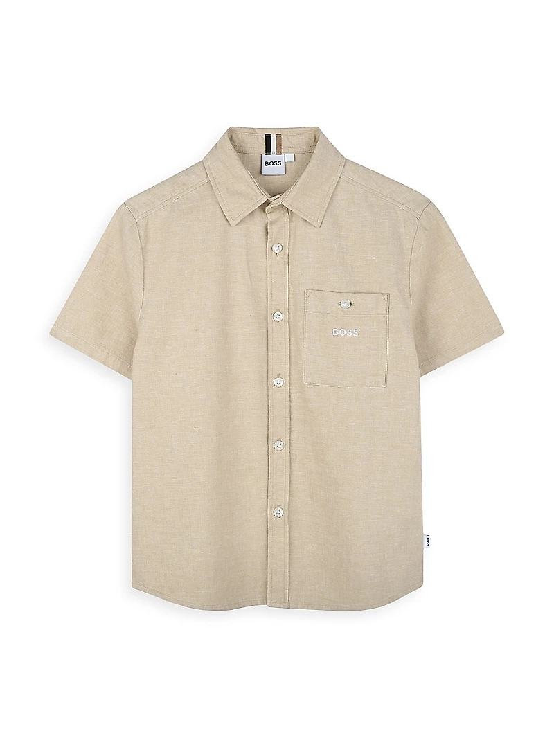 Little Boy's & Linen-Blend Short-Sleeve Shirt