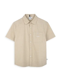 Little Boy's & Linen-Blend Short-Sleeve Shirt
