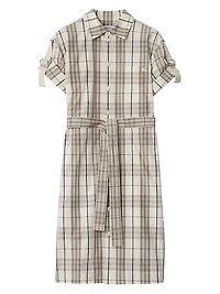 Check Cotton Belted Shirtdress