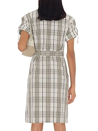 Check Cotton Belted Shirtdress
